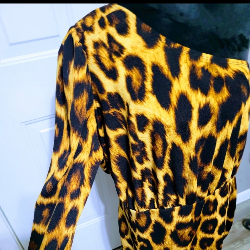 Leopard one shoulder Dress by Curvy Sense size 2XL.  Cute and figure Flattering.